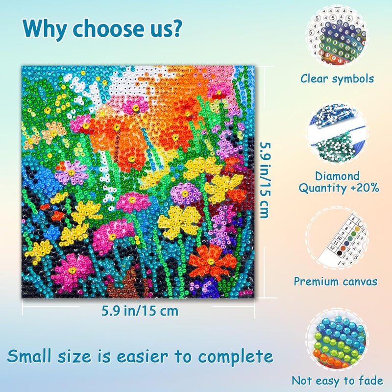 UiSdfuy Diamond Art Kits for Kids,Arts & Crafts for Kid Ages 8-12,Diamond Art for Kids,Gem Art 4 Pack Diamond Painting 6" X 6" (Butterfly) - Image 3